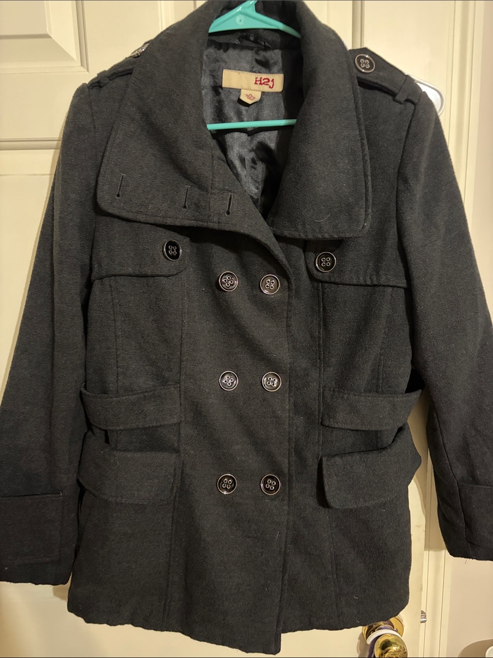Womens charcoal /dark grey Double-Breasted Peacoat Jacket